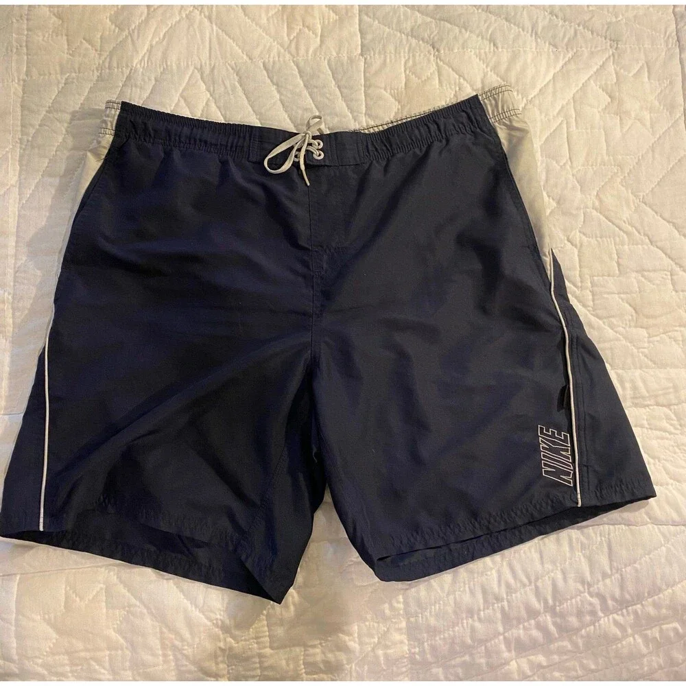 Nike Men’s Navy‎ XL Swimsuit Trunks Side Pockets with Tie Waist Pool Lake